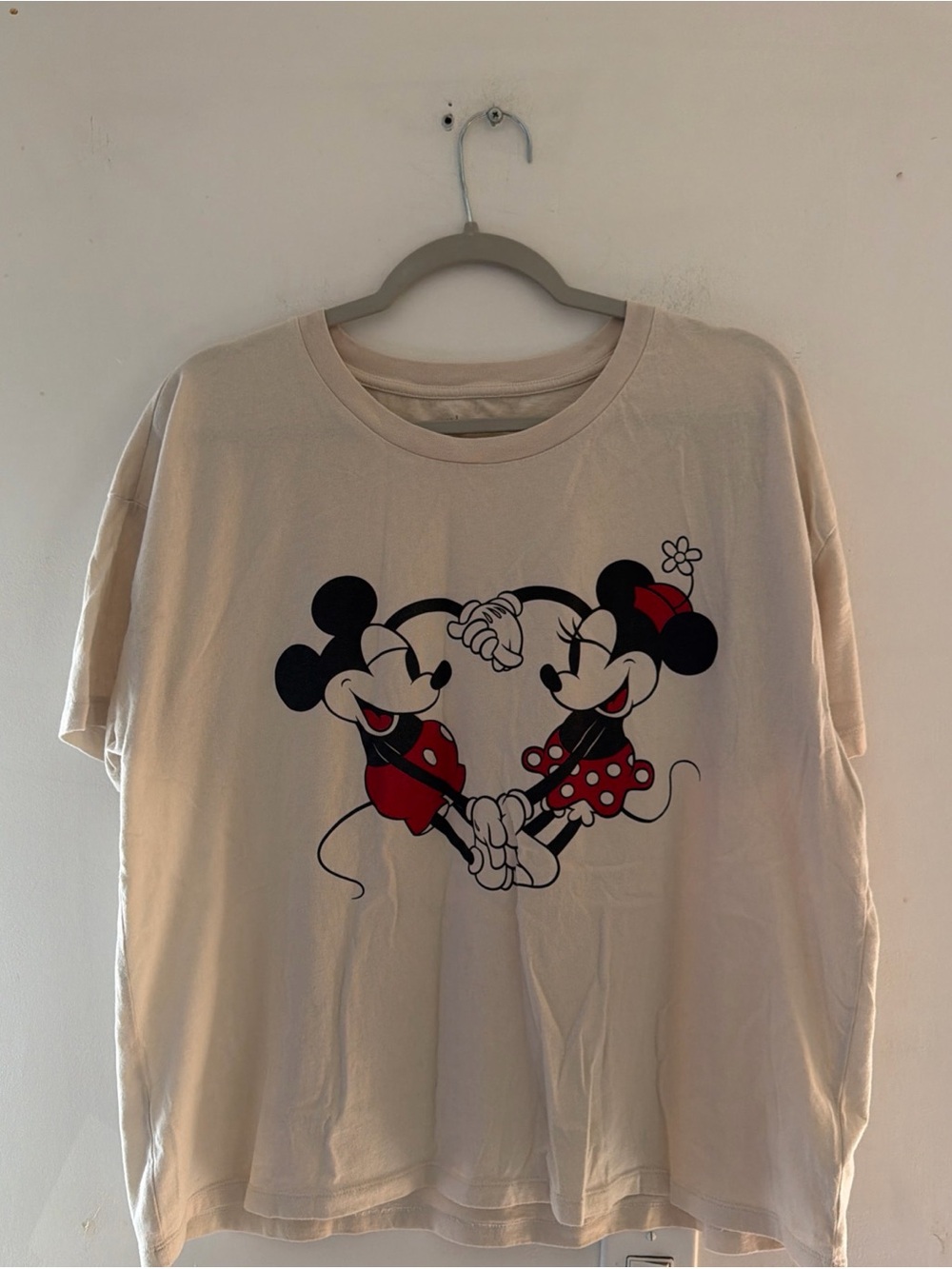 GAP Cream Mickey & Minnie Graphic Tee with Red Accents